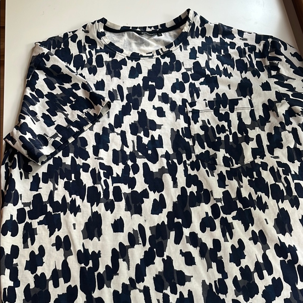 Marimekko Navy and White Abstract Print Top